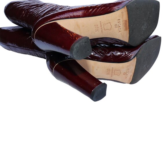 HI GLOSS Deep Rich Burgundy Shiny Patent Leather Fall Winter Boots 37.5 / 7.5 - Picture 5 of 5